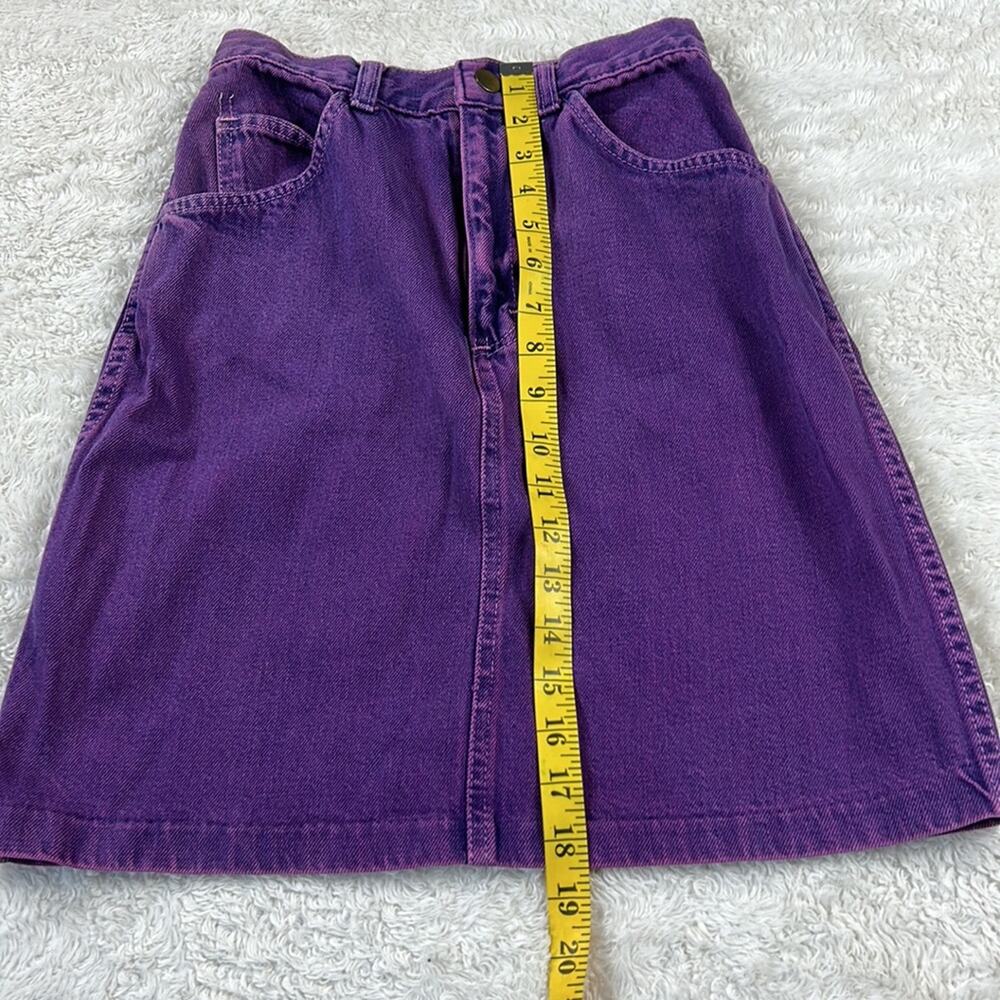 Vintage unbranded made in the‎ USA 100% cotton purple denim mini skirt, size 5 - Picture 4 of 6